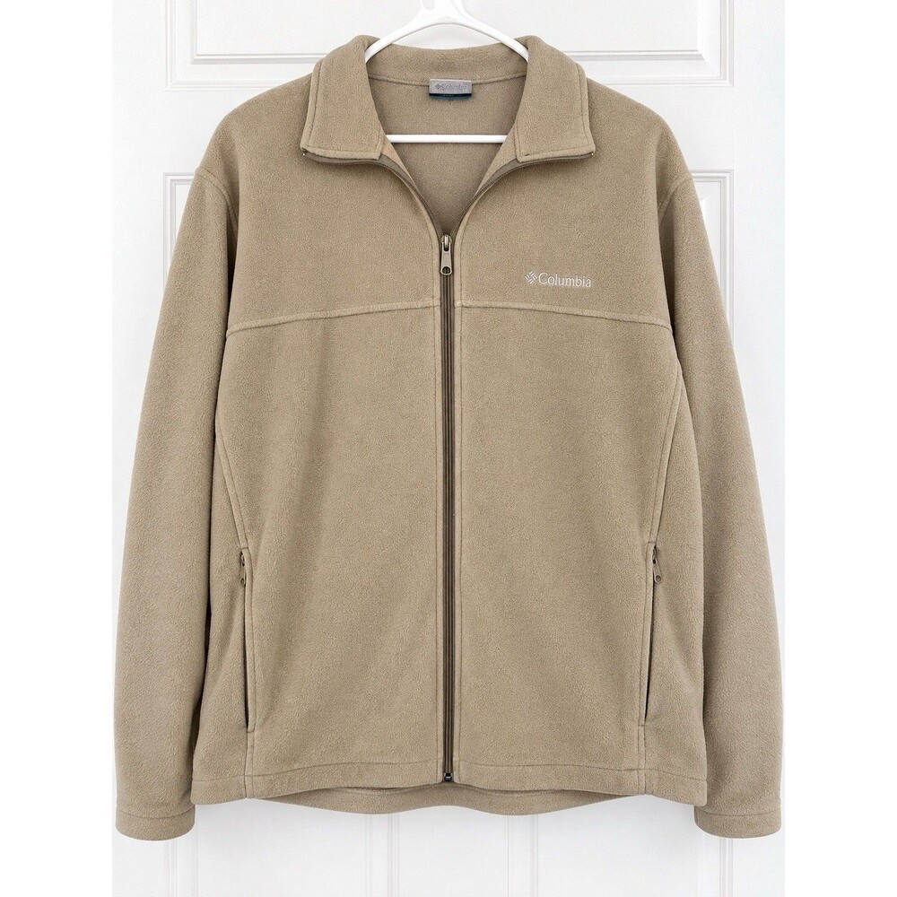 Columbia Men’s 2XL Beige Full Zip Fleece Jacket w/ Zipped Pockets Outdoor